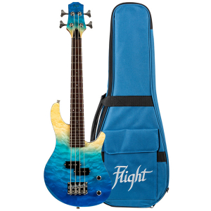 Flight Mini Bass Ukulele Solid Body Transparent Blue